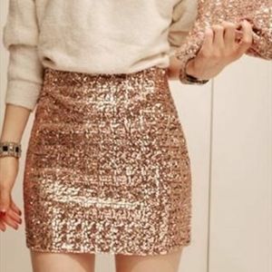 NWT Cache antique gold sequin mini skirt